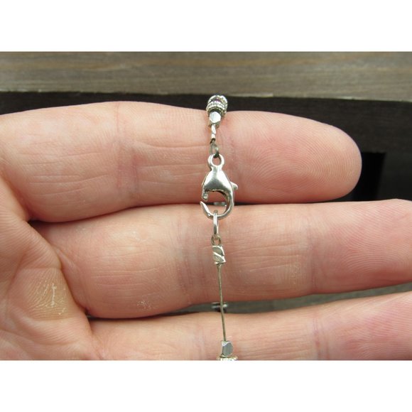 7 Inch Sterling Silver Small Garnet Orbs And White Pearls Bracelet - Picture 3 of 6